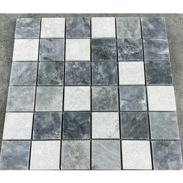 Luna Sky Marble 2"x2" Mixed Finish on 12" x 12" Mesh Mosaic Tile