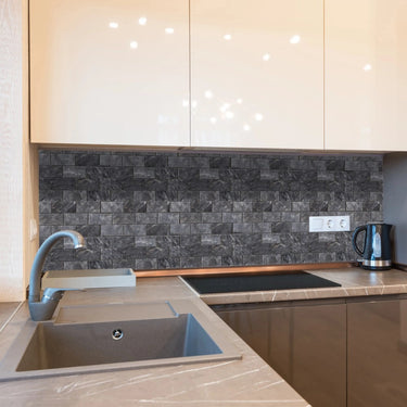 Luna Sky Marble 2"x4" Brick on 12" x 12" Mesh Mosaic Tile