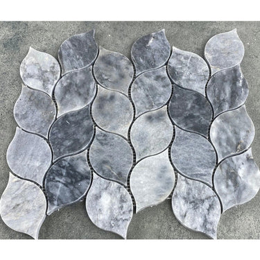 Luna Sky Marble Leaf on 12" x 12" Mesh Mosaic Tile