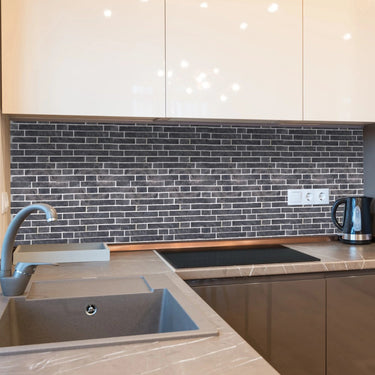 Luna Sky Marble Strip Liner on 12" x 12" Mesh Mosaic Tile