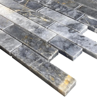 Luna Sky Marble Strip Liner on 12" x 12" Mesh Mosaic Tile