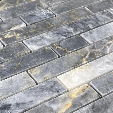 Luna Sky Marble Strip Liner on 12" x 12" Mesh Mosaic Tile