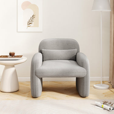 Modern Accent Chair with Waist Pillow and Armrests for Living Room Bedroom-Gray