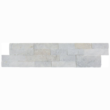 Mugla White Ledger 3D Panel 6"x24" Split-face Natural Marble Wall Tile