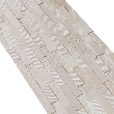Piedra Caliza Ledger 3D Panel 6"x24" Multi Surface Natural Limestone Wall Tile