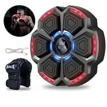 Wall-mounted music boxing machine by 24 Hour Sport, featuring punching bag and stand for adult and kids workout training.