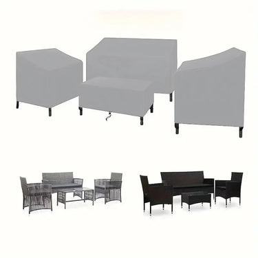 Set of four LUXHOME waterproof patio furniture covers for outdoor rattan furniture, windproof and heavy-duty for all-weather protection.