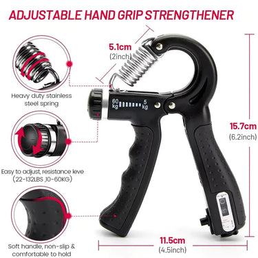 Adjustable Hand Grip Strengthener by 24 Hour Sport, a hand muscle trainer for improving grip strength and hand endurance.