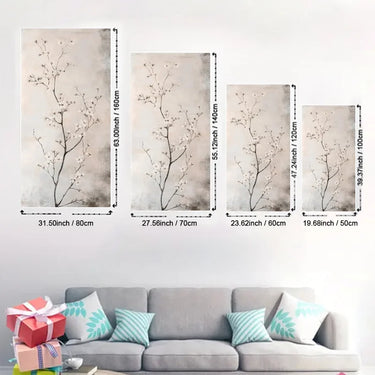 Hendrix Arts framed minimalist white floral wall art on large canvas with wooden frame and textured background.