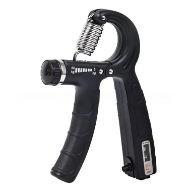 Adjustable hand grip strengthener by 24 Hour Sport, a hand muscle trainer with ergonomic design for grip and forearm exercise.