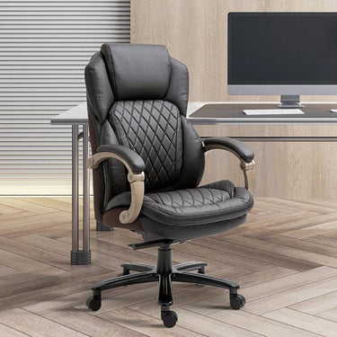 Brown big and tall diamond stitching executive office chair with adjustable height and ergonomic design by HomePacific.