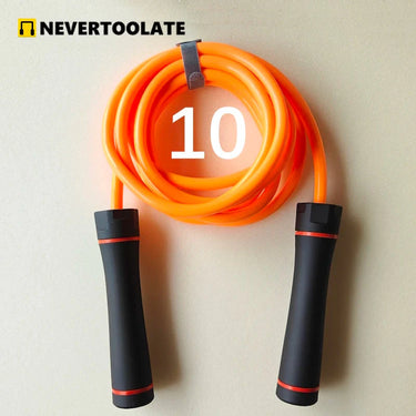 Heavy 460g 10mm PVC weighted jump rope for HIIT fitness training by 24 Hour Sport, showing the durable PVC construction and handles.