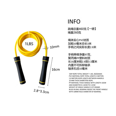 Heavy 460g weighted jump rope with 10mm PVC handle for HIIT fitness training, by 24 Hour Sport.
