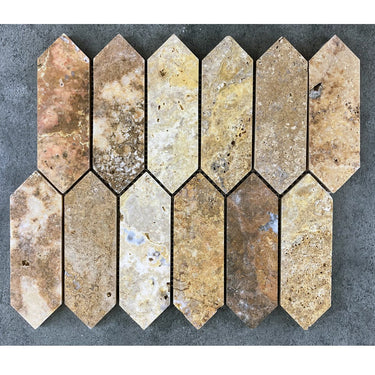 Scabos Travertine Strada Design on 12" x 12" Mesh Mosaic Tile