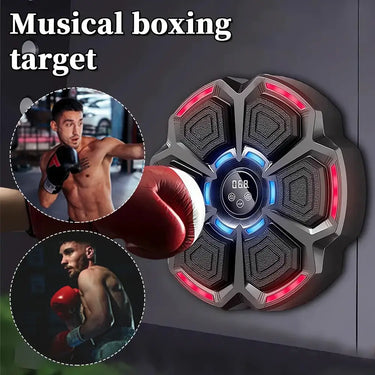 Wall-mounted music boxing machine by 24 Hour Sport featuring a punching bag and stand for kids and adults, ready for workout use.