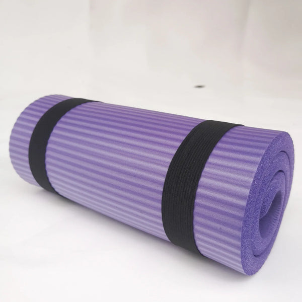 Lightweight durable fitness yoga and Pilates mat from 24 Hour Sport, showing textured surface and thickness for exercise comfort.