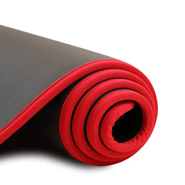 Thick non-slip yoga mat from 24 Hour Sport with a bonus bandage for exercise and yoga practice.