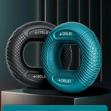 Silicone finger grip strengthener from 24 Hour Sport, a hand muscle trainer for improving grip strength and finger dexterity.