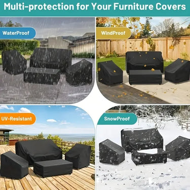 Set of 4 LUXHOME patio furniture covers, heavy-duty waterproof outdoor covers for rattan furniture, windproof and weather-resistant.