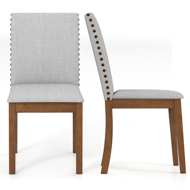 Set of 2 Upholstered Dining Chairs with Padded Seat for Living Room-Walnut