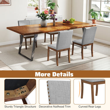 Set of 2 Upholstered Dining Chairs with Padded Seat for Living Room-Walnut