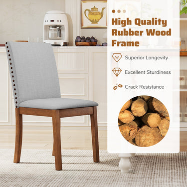 Set of 2 Upholstered Dining Chairs with Padded Seat for Living Room-Walnut