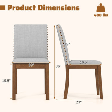Set of 2 Upholstered Dining Chairs with Padded Seat for Living Room-Walnut