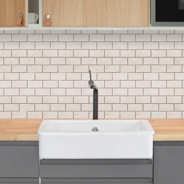 Shell Stone Limestone 2"x4" Brick Honed on 12" x 12" Mesh Mosaic Tile