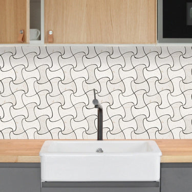 Shell Stone Limestone Fusion Design on 12" x 12" Mesh Mosaic Tile