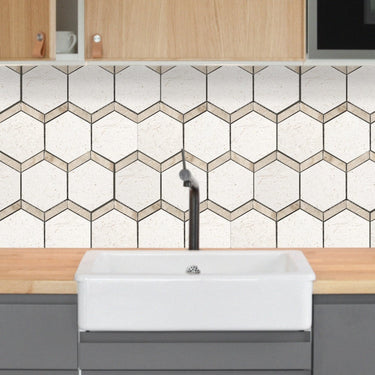 Shell Stone Limestone Naples Design on 12" x 12" Mesh Mosaic Tile