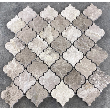 Silver Shadow Marble Casablanca on 12" x 12" Mesh Mosaic Tile