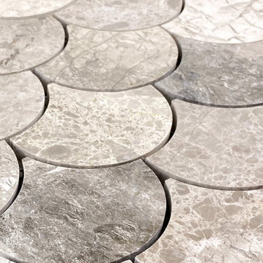 Silver Shadow Marble Laguna on 12" x 12" Mesh Mosaic Tile