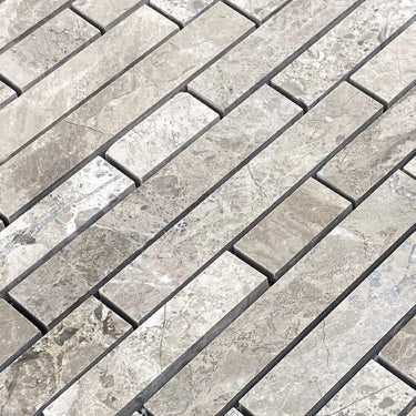 Silver Shadow Marble Liner on 12" x 12" Mesh Mosaic Tile