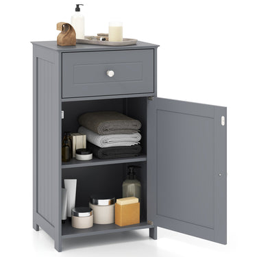 Single Door Bathroom Cabinet with Adjustable Shelf and Drawer-Gray