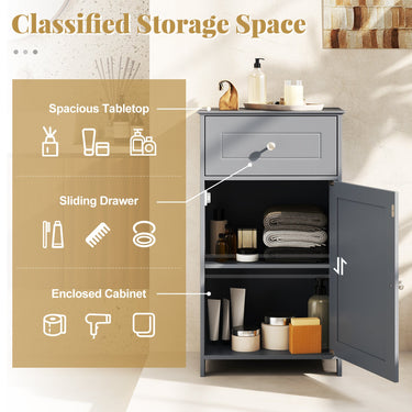 Single Door Bathroom Cabinet with Adjustable Shelf and Drawer-Gray