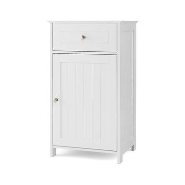 Single Door Bathroom Cabinet with Adjustable Shelf and Drawer-White