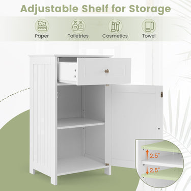 Single Door Bathroom Cabinet with Adjustable Shelf and Drawer-White