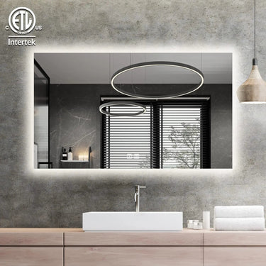 HAUSVITA sleek backlit LED bathroom mirror with clean design, illuminated frame, and modern style for bathroom decor.