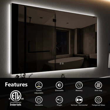 HAUSVITA sleek backlit LED bathroom mirror with modern design and illuminated edges, ideal for contemporary bathroom decor.