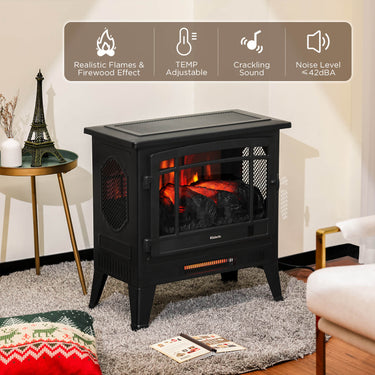 TURBRO Suburbs TS25 smart electric fireplace stove heater in black with digital display and WiFi connectivity.