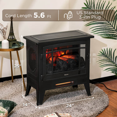 TURBRO Suburbs TS25 smart electric fireplace stove heater in black with digital controls and WiFi connectivity.