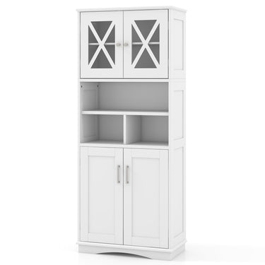 Tall Bathroom Cabinet Large Floor Storage Cabinet with Acrylic Doors and 3 Cubes-White