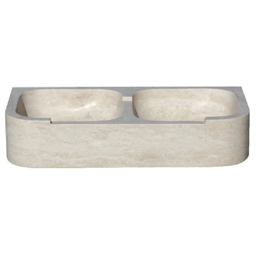 Troia Light Travertine Farmhouse Double Bowl Kitchen Sink (W)18" (L)36" (H)7"
