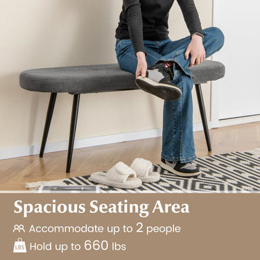 47 Inch Upholstered Entryway Bench with Heavy-duty Metal Frame-Gray