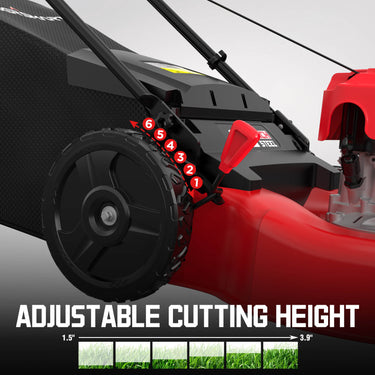 PowerSmart 22-inch 170cc gas self-propelled lawn mower with 3-in-1 features and string trimmer in the combo kit, shown in the image.