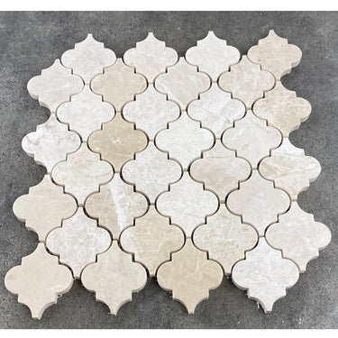 Vanilla Beige Marble Casablanca on 12" x 12" Mesh Mosaic Tile