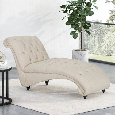 HouseOfZazla button-tufted diamond stitch chaise lounge with plush upholstery and elegant design, ideal for stylish relaxation.