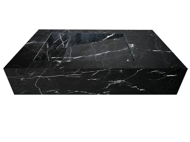 Alexandrette Black Marble Modern Rectangular Sink Wall-mount Bathroom Sink (W)18" (L)30" (H)7"