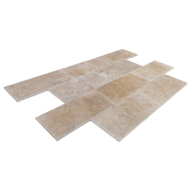 Aspendos Travertine Beige Tumbled Pattern Set Pavers