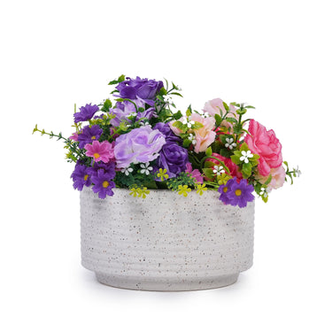 Two milk white ceramic flowerpots from HouseOfZazla's 2-piece set with smooth, rounded design suitable for indoor plants.